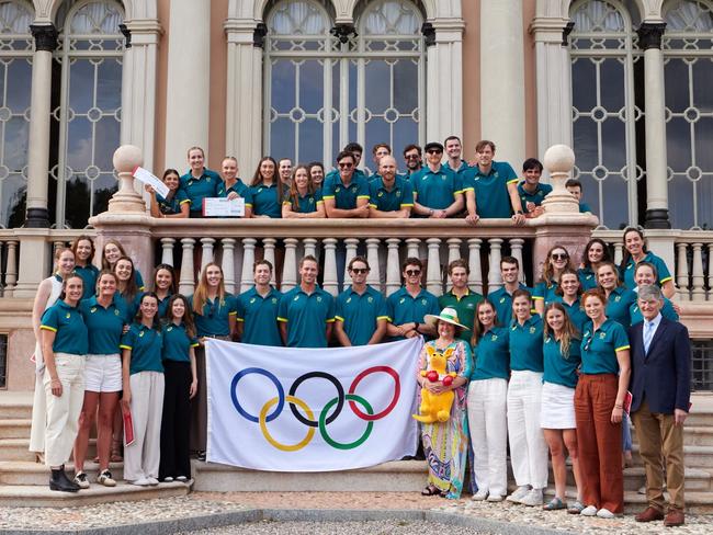 Australian Billionaire Gina Rinehart with the Australian olympic rowing team. Picture: Supplied