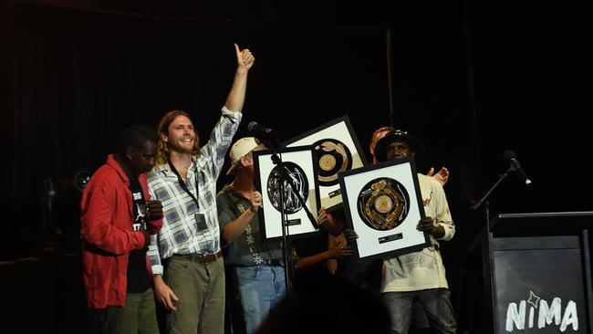 King Stingray win Song of the Year at the 2022 National Indigenous Music Awards. Picture: (A)manda Parkinson