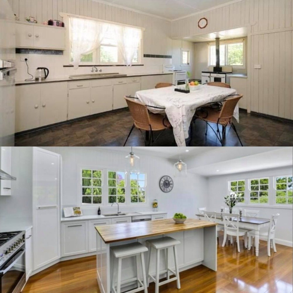 Readers submit home renovation photos. Priscilla Barton before and after pictures of her Harlaxton home. Picture: Facebook