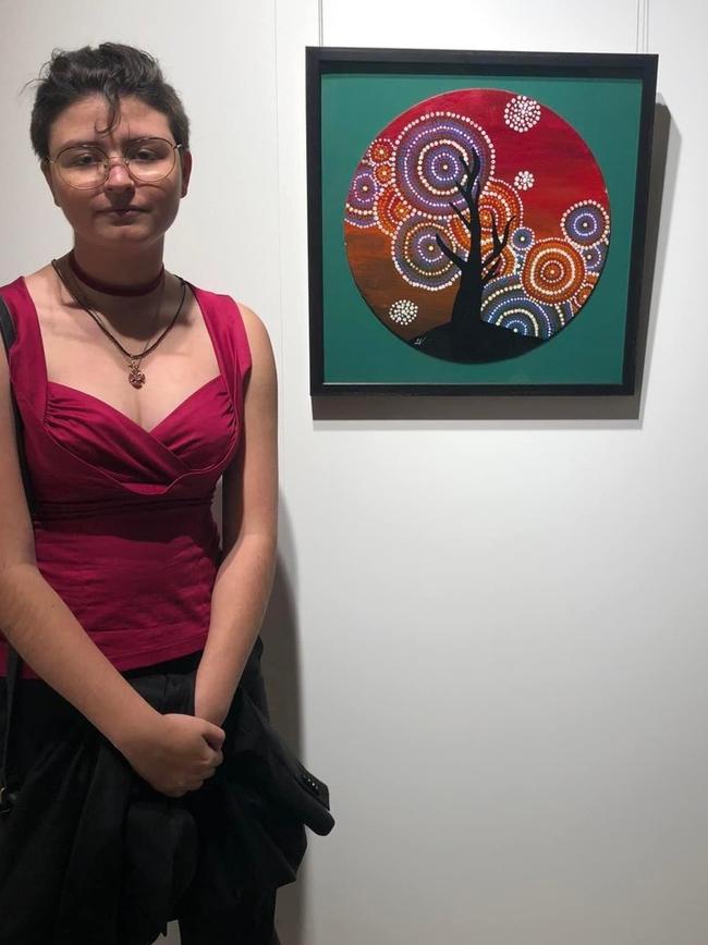 Isabel Natividad with her award-winning Artwork "Guyumba" (Photo: Dee Natividad)