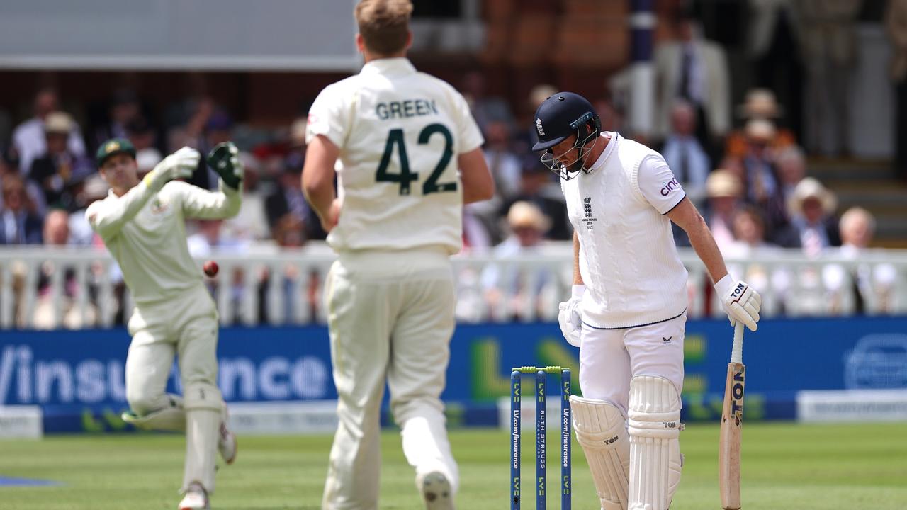 Alex Carey’s run-out of Jonny Bairstow that sparked ugly scenes. Picture: Ryan Pierse/Getty Images