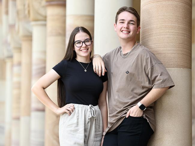 Browns Plains High School twins Anastasia and Alexander Hedesi, 18, both achieved ATARs over 90 and have both accepted first-round offers to study at the University of Queensland this year. Pics Tara Croser.