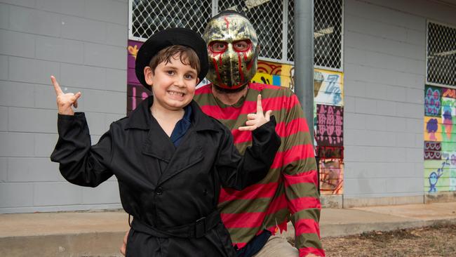 Bertie and Tom Hartell at Spook-Tacular Halloween Haunted House Disco at the Malak Community Centre. Picture: Pema Tamang Pakhrin