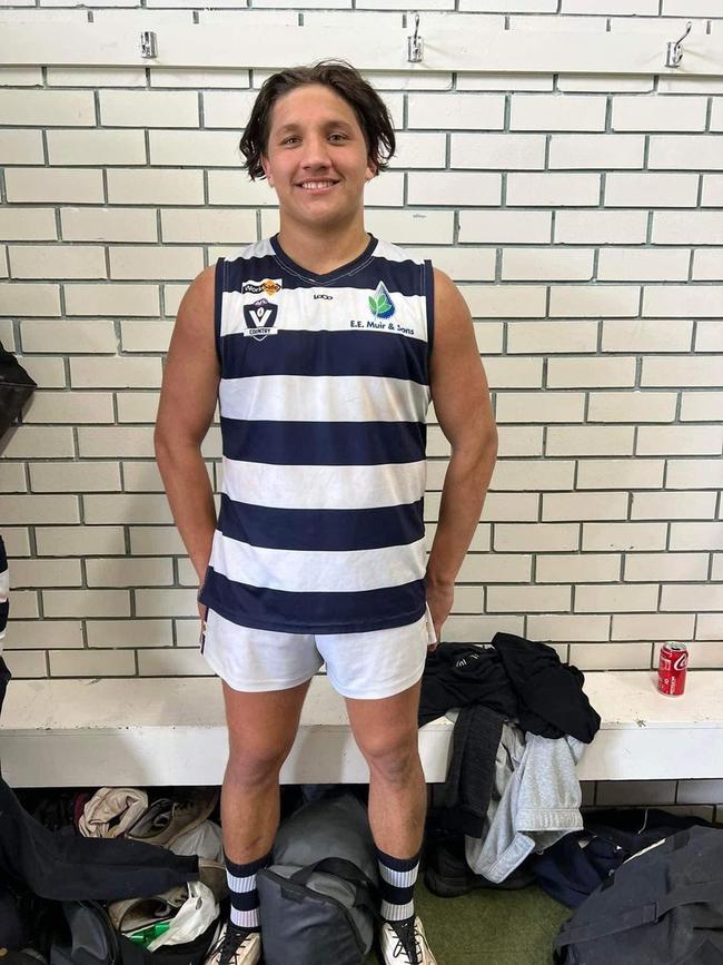 Peter Harrison, 18, shattered Lindenow’s club record for goals kicked in a match. Picture: Supplied