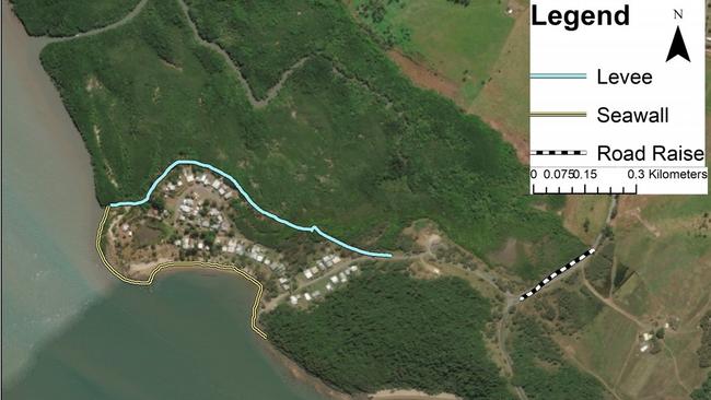 Location of sea walls, sea dykes and road raising for Wilson Beach. Picture: Supplied