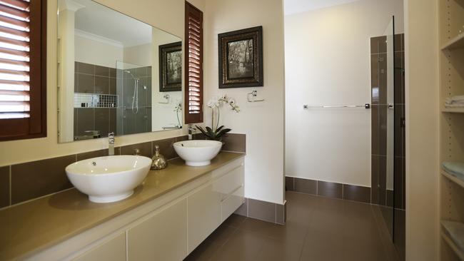 The bathroom offers an impressive amount of storage.