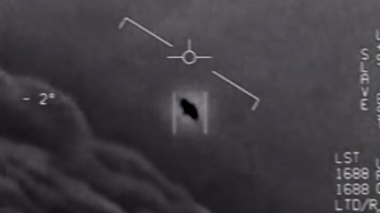 Declassified video of a US Navy pilot UFO encounter. Picture: DoD/AFP