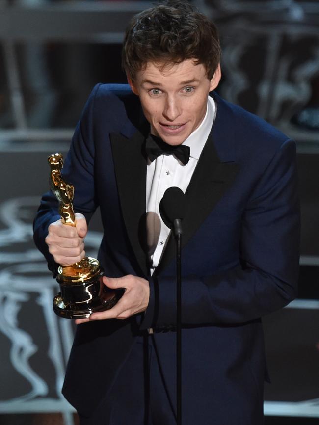 Winner ... Eddie Redmayne played Stephen Hawking.