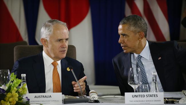 Job ID GR1811201501. The Australian Prime Minister Malcolm Turnbull met with the United States President Barack Obama and other world leaders at APEC in Manilla, Philippines. 18th November 2015. Picture Gary Ramage