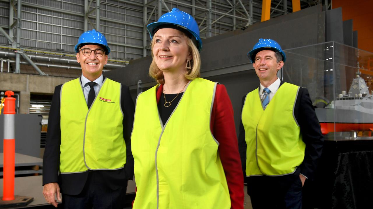 UK Foreign Secretary Liz Truss remained confident in Adelaide’s ability to build nuclear-powered submarines. Picture: Tricia Watkinson