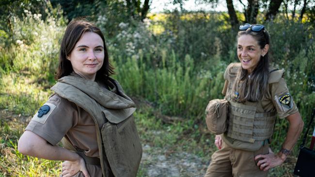 Mine clearance recruits Iryna Kustokova, left, and Ryta Mazankova. Picture: Mauricio Gris