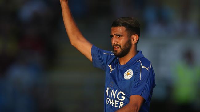 Riyad Mahrez of Leicester City calls for the ball.