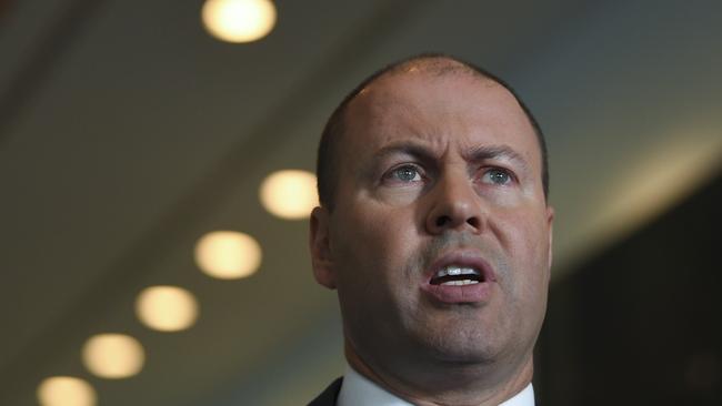 Australian Federal Treasurer Josh Frydenberg speaks to the media during a doorstop interview at Parliament House in Canberra, Tuesday, July 02, 2019. (AAP Image/Lukas Coch) NO ARCHIVING