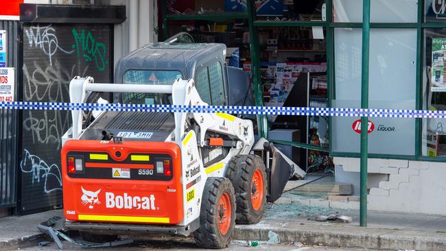 A Bobcat was used to ram raid a store in Westmeadows. Picture: Jay Town