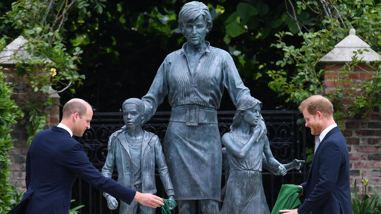 The brothers attended the unveiling of a statue of their mother, Princess Diana at The Sunken Garden in Kensington Palace. Picture: Dominic Lipinski/WPA Pool/Getty Images