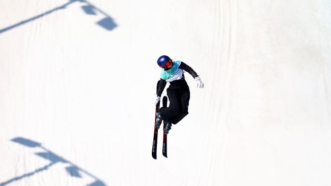 Ailing Eileen Gu of Team China performs a trick during the Women's Freestyle Skiing Freeski Big