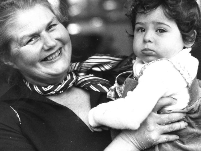 History: Childbirth expert Sheila Kitzinger with baby Rachel Esterman at Mascot in 1979.