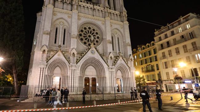 Three people died in the church. Picture: Valery Hache/AFP.