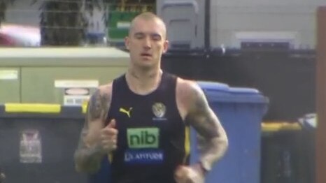 Dustin Martin has returned to the training track.