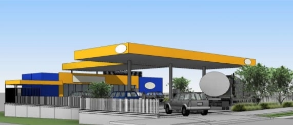 An artist rendering of the proposed new service station in Sandgate.