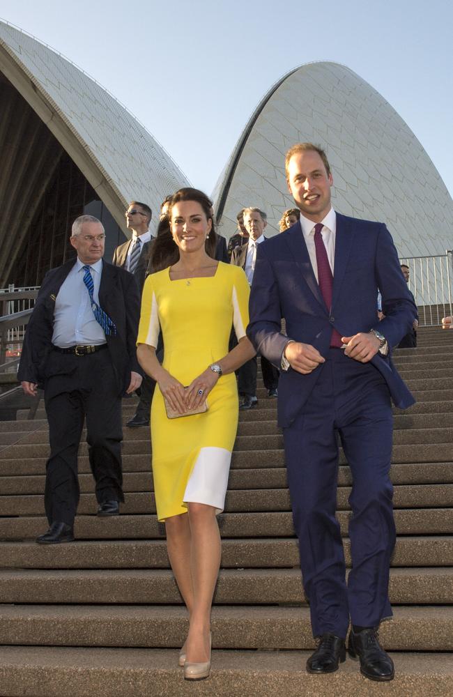 The then Duke and Duchess of Cambridge on the steps of the Sydney Opera House in April 2014. Picture: Arthur Edwards - WPA Pool/Getty Images