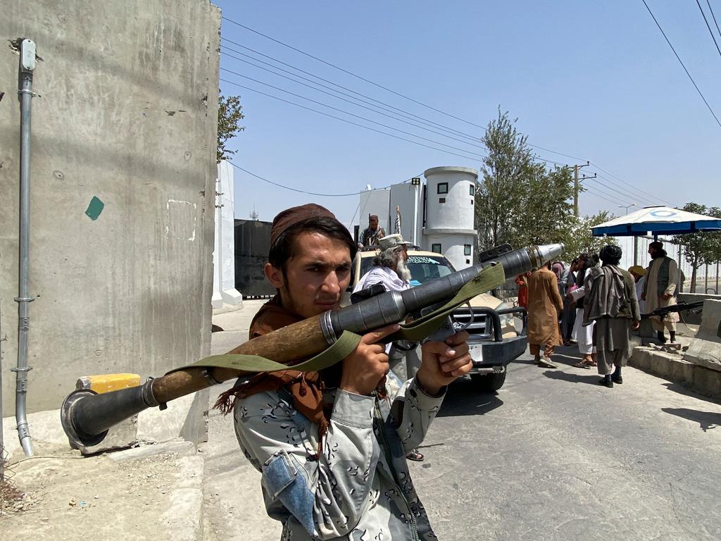 A Taliban fighter holds a rocket-propelled grenade outside the Interior Ministry in Kabul. Picture: Javed Tanveer/AFP