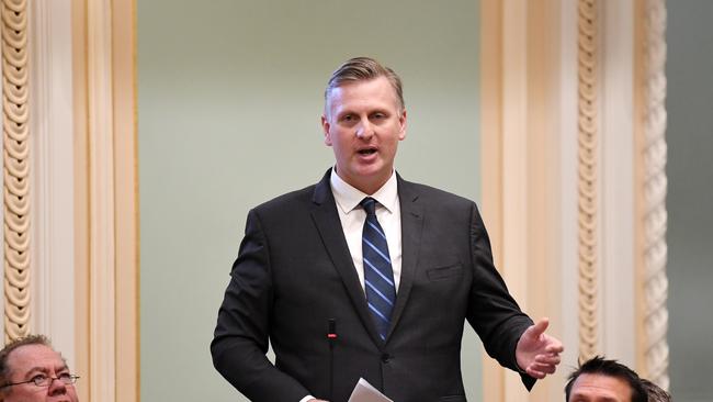 Member for Southern Downs James Lister speaking about his mental health leave in Parliament House in March. Picture: Dan Peled / NCA NewsWire