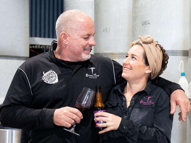 COPYRIGHT WARNING for Moreton Life ONLY. Phone Kylie Knight. Ocean View Estates Winery owner Thomas Honnef with his daughter Hannah Honnef. Father's Day feature.