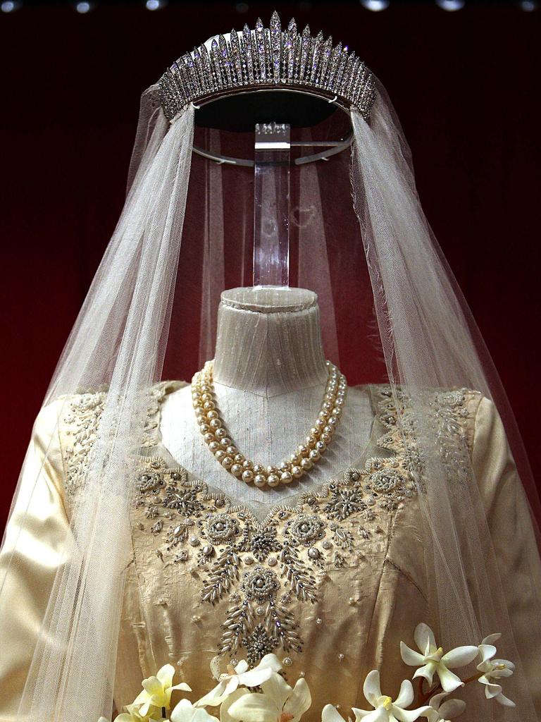 Princess Elizabeth's intricately designed wedding dress. Picture: Peter Macdiarmid/Getty Images