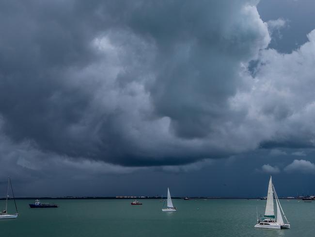 A storm skirts Darwin Harbour but not giving Darwin much rain today Picture GLENN CAMPBELL