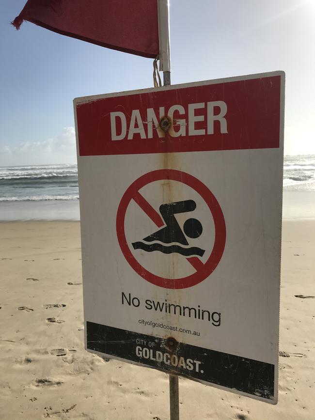 Surf life savers have pleaded with Gold Coast beachgoers to stay out of the water as dangerous surf conditions and three people have drowned since Thursday evening. Picture: Jodie Callcott