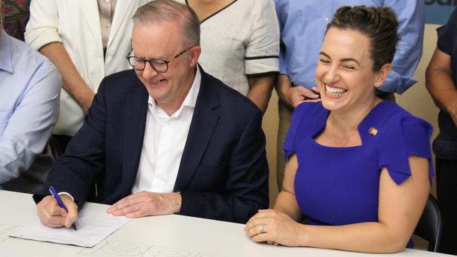 Prime Minister Anthony Albanese with NT Chief Minister Lia Finocchiaro in Alice Springs. Picture: Gera Kazakov