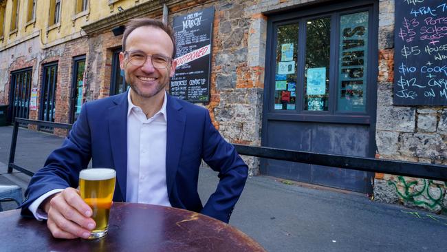 Greens leader Adam Bandt in Melbourne’s Fitzroy. Picture: Jay Town