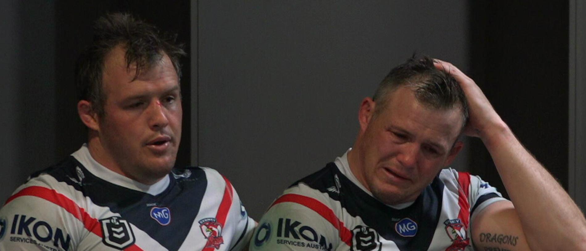 Nrl 2021 Brett Morris Injury Hugged By Brother Josh Morris Sydney Roosters V Newcastle Knights