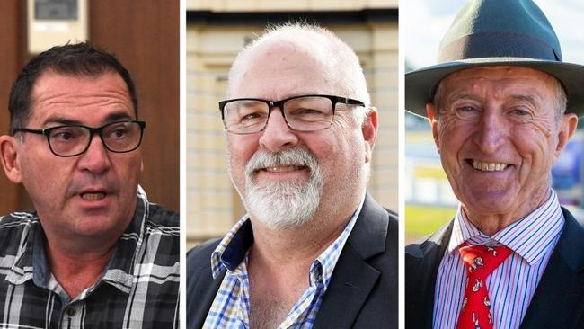 Councillor Bruce Devereaux (left) has fired back at critisicm from outspoken community member Merv Wlech (right), who called for the council to explain why former CEO Shane Gray (middle) resigned at the start of 2022.