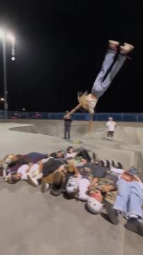 Teen does world record flip on roller skates