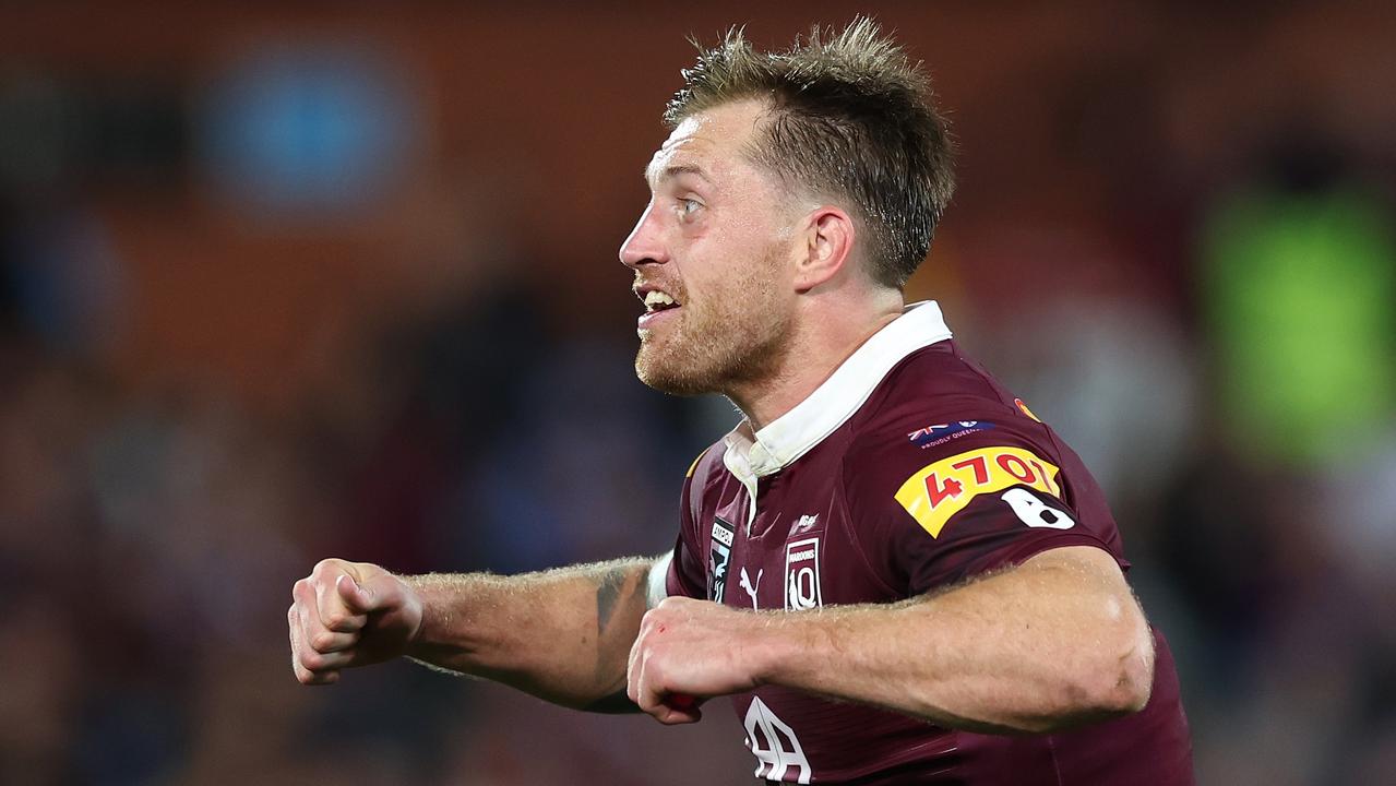 ADELAIDE, AUSTRALIA - MAY 31: Cameron Munster of the Maroons celebrates after victory during game one of the 2023 State of Origin series between the Queensland Maroons and New South Wales Blues at Adelaide Oval on May 31, 2023 in Adelaide, Australia. (Photo by Mark Kolbe/Getty Images)
