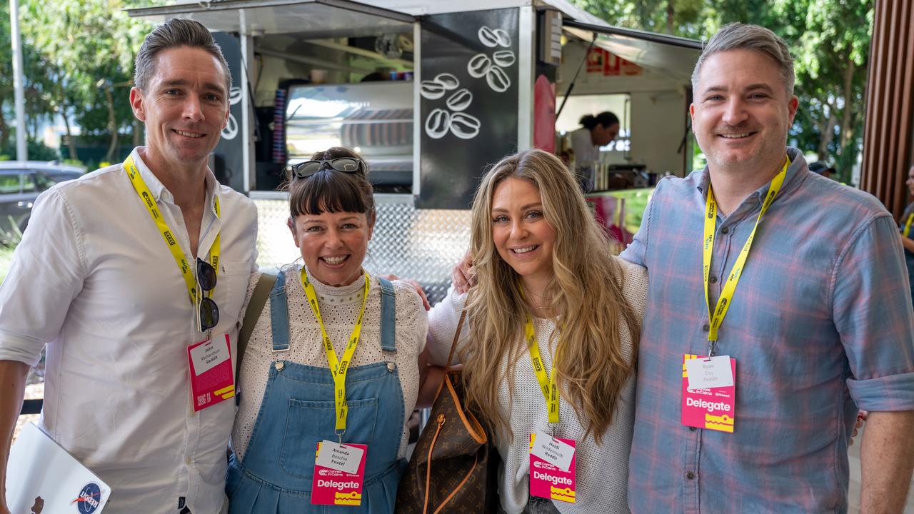 John Richardson, Amanda Boschie, Heidi Wildermuth and Ryan Day at Cannes In Cairns on Tuesday Morning. Picture Emily Barker