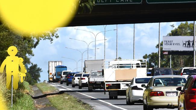 Road works have started where this yellow sign was and have slowed traffic on the M1 southbound.