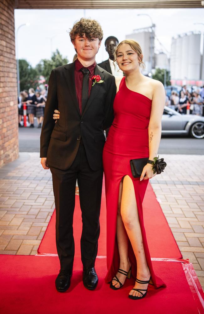 Thomas Whitcombe and Scarlett Hofstee at Toowoomba Grammar School formal at Rumours International, Wednesday, November 15, 2023. Picture: Kevin Farmer