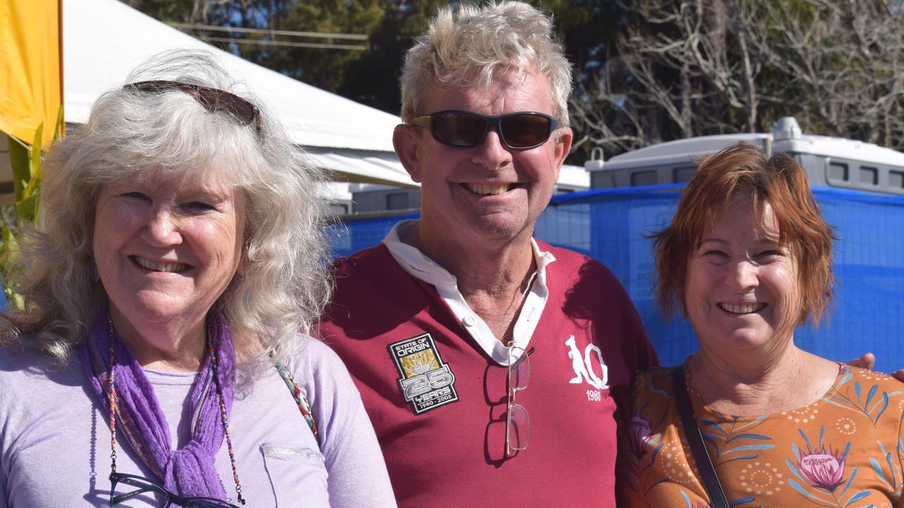 Mary River Festival at Kandanga, July 17, 2021: Meece Turner, Steve Robins and Karyn Richardson. Pictures: Josh Preston