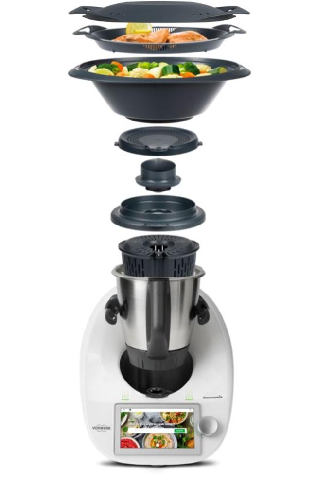 It acts as a food processor, steamer, mixer, grater and kneader.