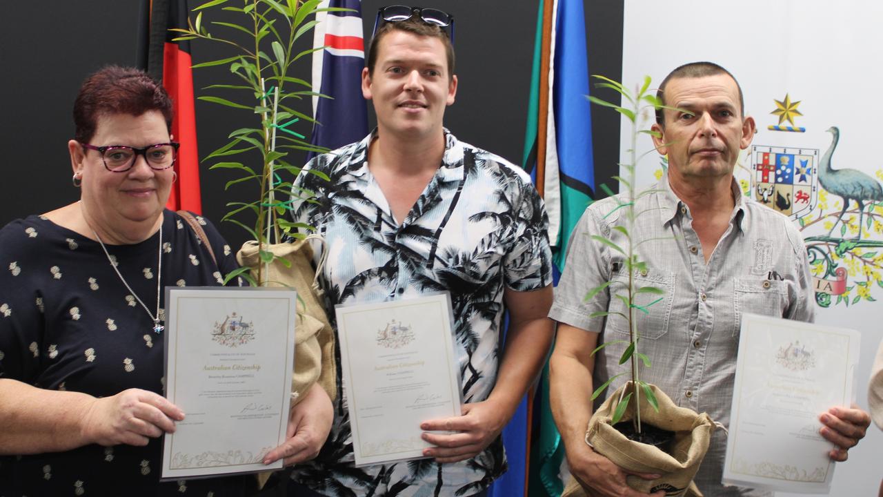 Beverley, William and Malcolm Campbell became Australian citizens at the 2024 Australian Citizenship Ceremony in Bundaberg.