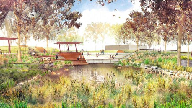 An artist’s impression of a proposed wetland at Kensington Gardens Reserve. Source: Burnside Council