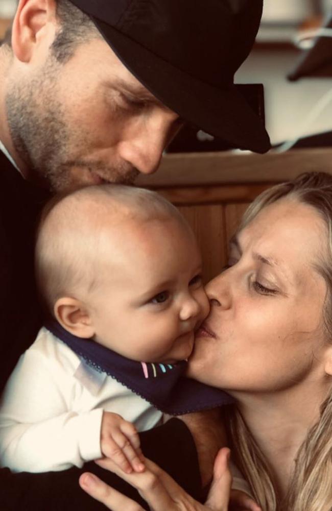 Teresa Palmer and Mark Webber with their baby daughter Poet Lake Palmer in 2019.