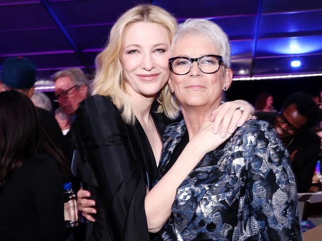 Cate Blanchett and Jamie Lee Curtis keep their makeup looks minimal and natural. Picture: Getty Images