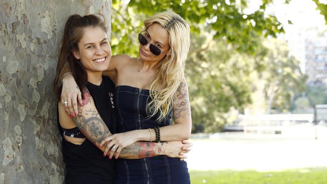 Ex-drug smuggler Simone Starr has turned her life around thanks to the support of her new partner Britt Young, who used to work as a corrections officer. Picture: Sam Ruttyn