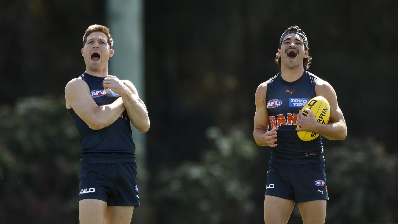 Sydney, Australia. 04th June, 2023. Toby Bedford of the GWS Giants gets  ready to kick the ball during the AFL Round 12 match between the GWS Giants  and the Richmond Tigers at