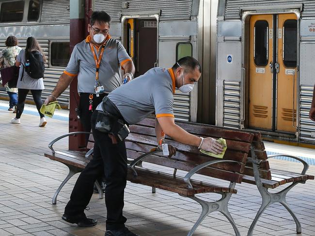 Benches were also given a thorough clean. Picture: Gaye Gerard