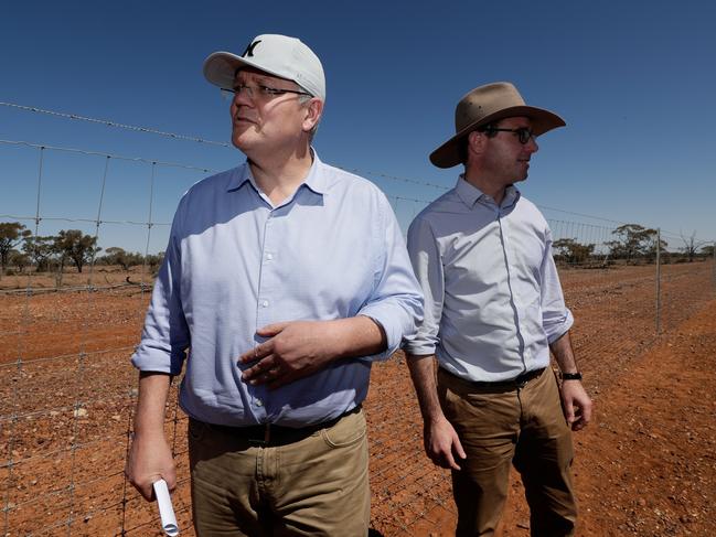 Prime Minister Scott Morrison with Drought Minister David Littleproud in southwest Queensland last year